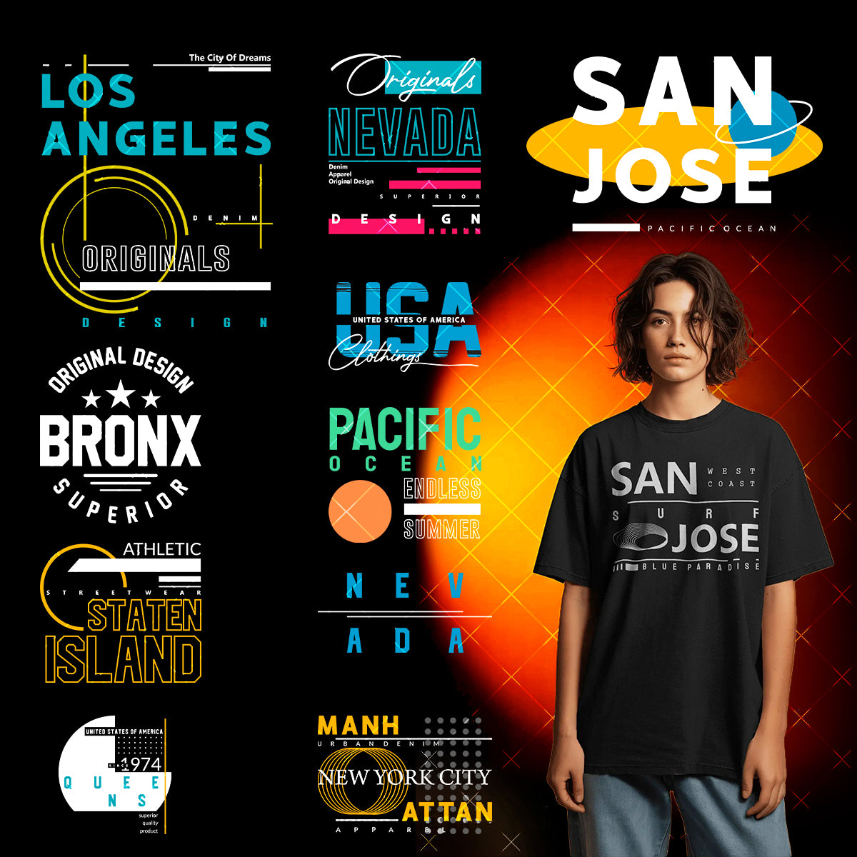 175+ Premium Typography T-Shirt Design Bundle –  Digital Download. 100% Editable Files (PNG, SVG, AI).