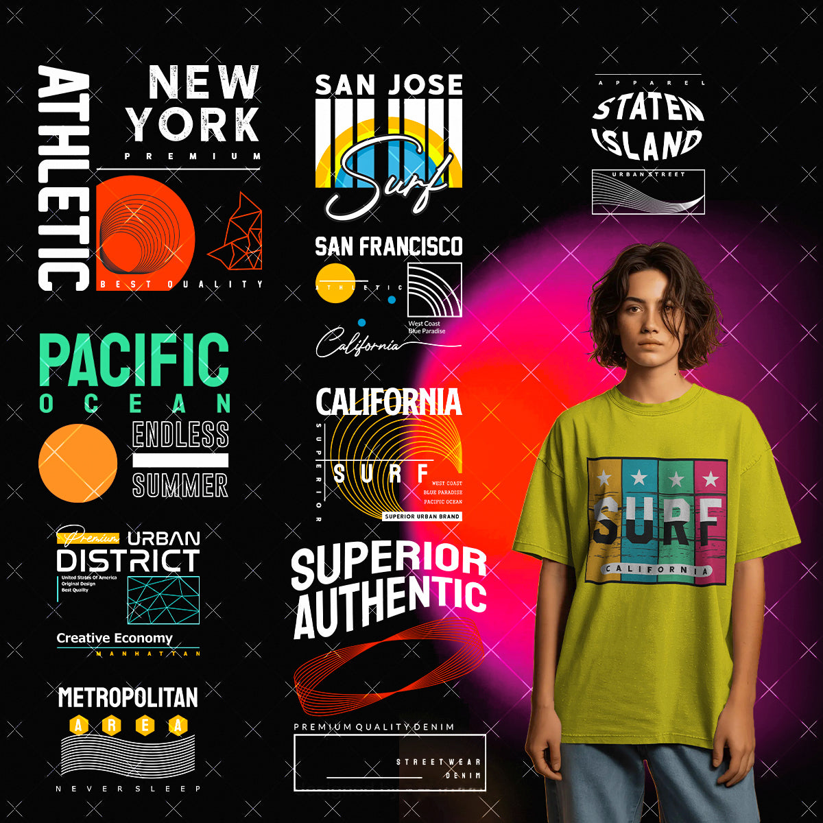 175+ Premium Typography T-Shirt Design Bundle –  Digital Download. 100% Editable Files (PNG, SVG, AI).