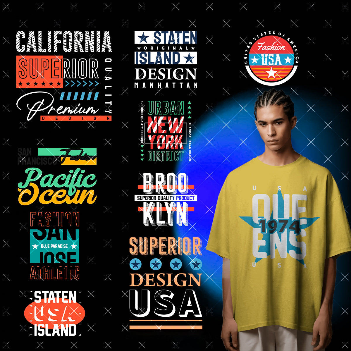 175+ Premium Typography T-Shirt Design Bundle –  Digital Download. 100% Editable Files (PNG, SVG, AI).