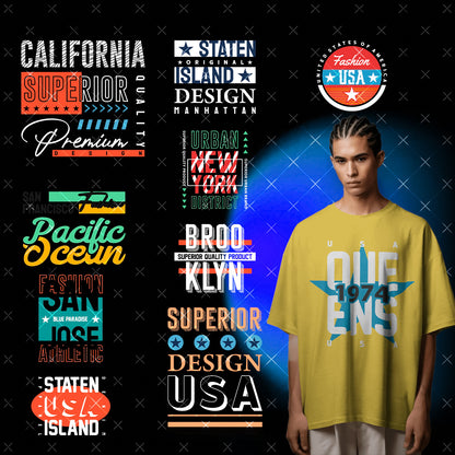 175+ Premium Typography T-Shirt Design Bundle –  Digital Download. 100% Editable Files (PNG, SVG, AI).