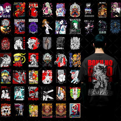 500+ 🔥 Premium Anime T-Shirt Design Bundle | POD & Clothing Brand Pack